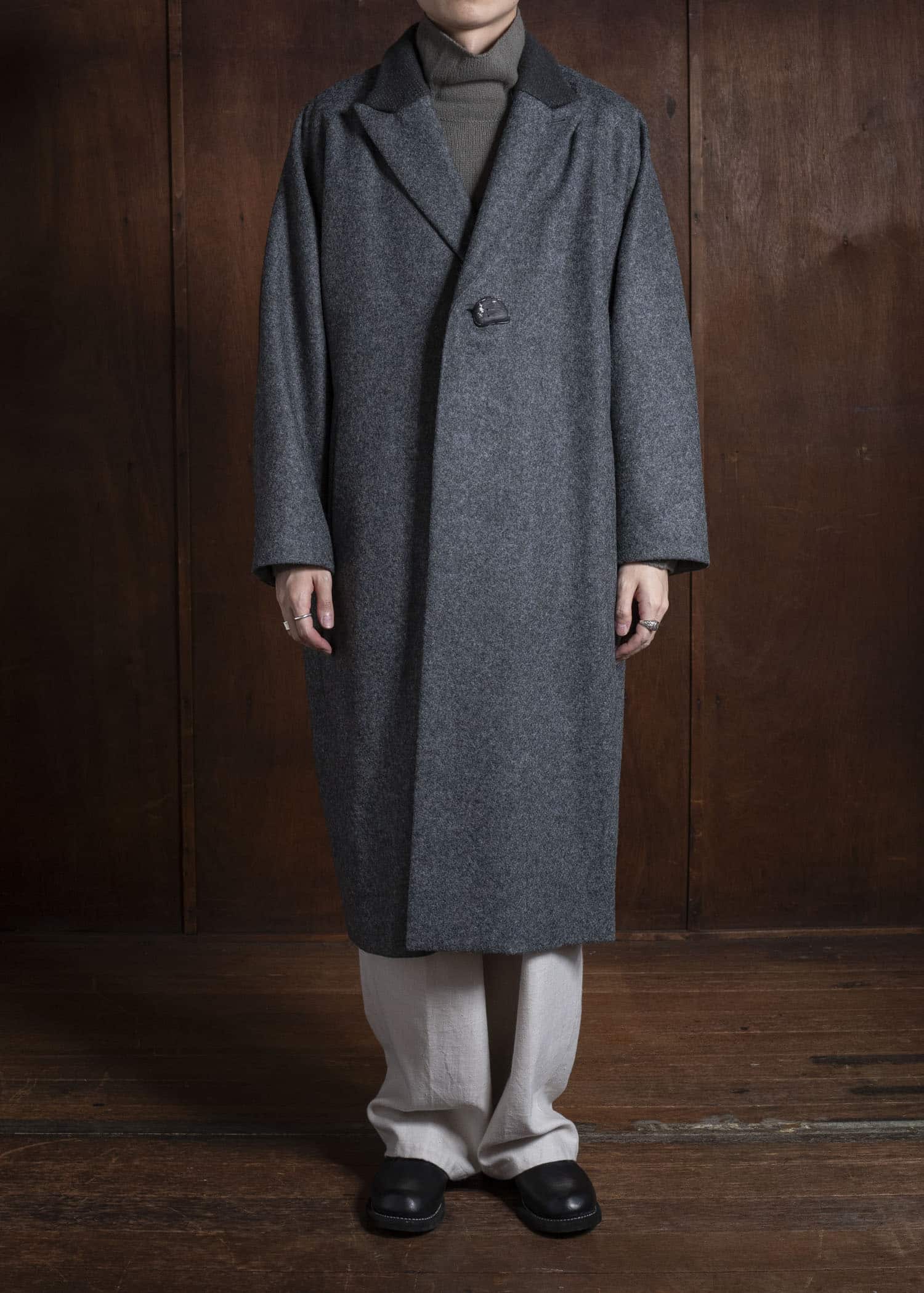 amachi. Covered Coat - 017[ Petrified wood button ] AY17C-2096 MIx Gray