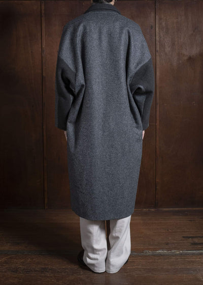 amachi. Covered Coat - 017[ Petrified wood button ] AY17C-2096 MIx Gray