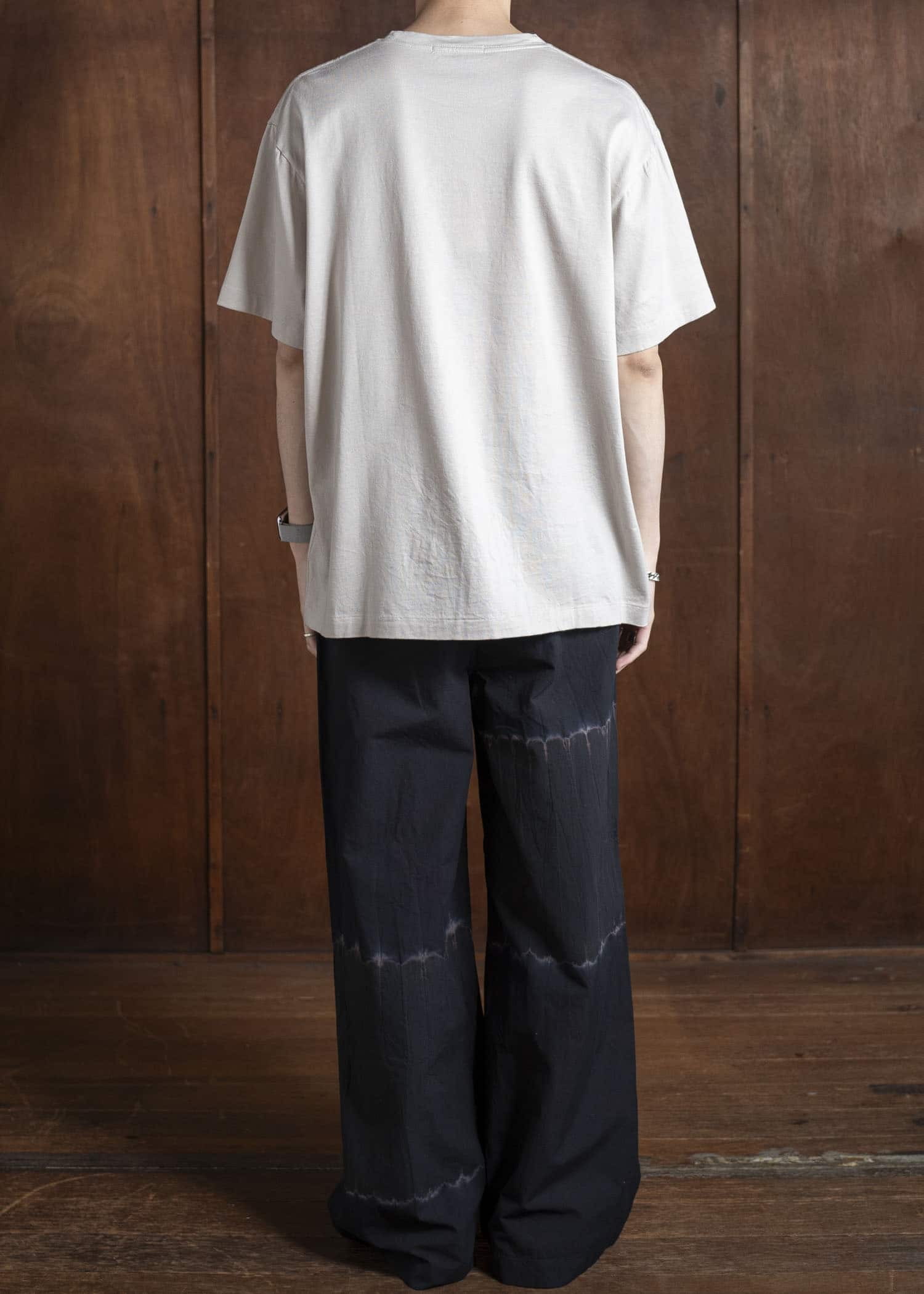 SUZUSAN Cotton Broad Wide Drawstring Pants. Boushi Shibori Block 5045C-317-Black - Black