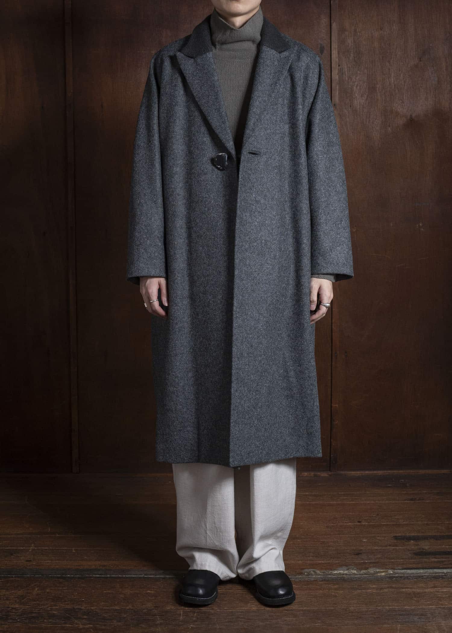 amachi. Covered Coat - 017[ Petrified wood button ] AY17C-2096 MIx Gray