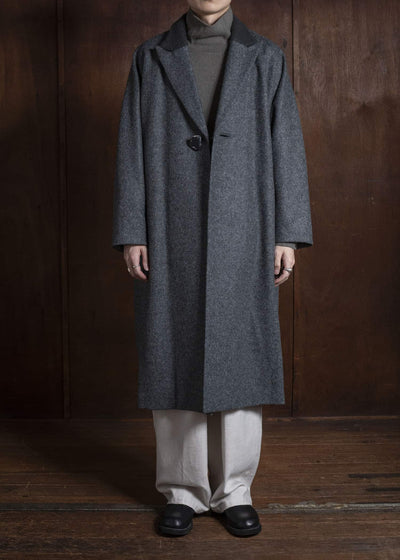 amachi. Covered Coat - 017[ Petrified wood button ] AY17C-2096 MIx Gray