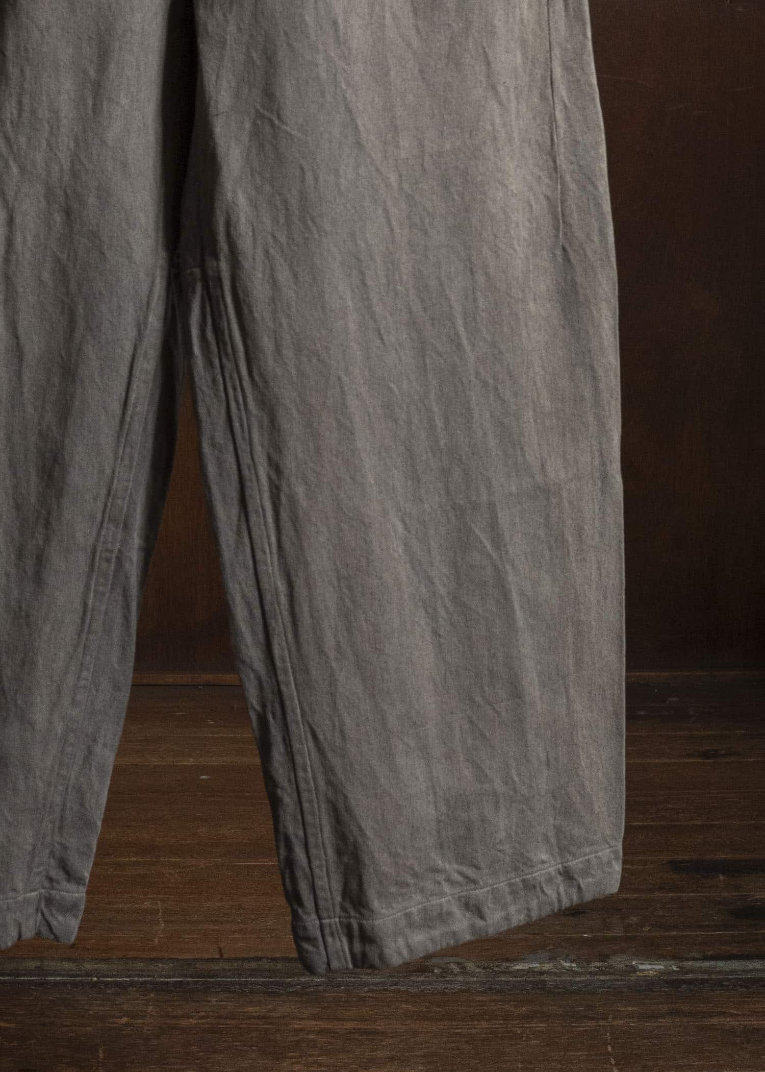 JAN-JAN VAN ESSCHE TROUSERS#90 OVERSIZED 6-POCKET DENIM WITH DRAWSTRING INSIDE Hemp Co Bamboo Twill | Kakishibu X Iron