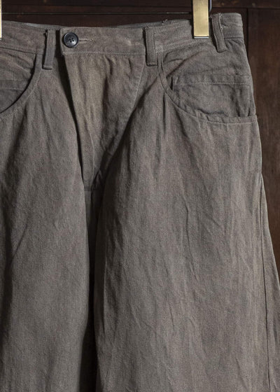 JAN-JAN VAN ESSCHE TROUSERS#90 OVERSIZED 6-POCKET DENIM WITH DRAWSTRING INSIDE Hemp Co Bamboo Twill | Kakishibu X Iron