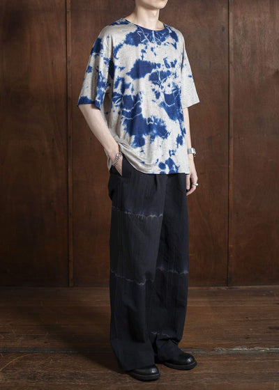 SUZUSAN Linen Jersey Madara Short Sleeve T-Shirt 2056L-010 -2208 Dark Blue/Grey