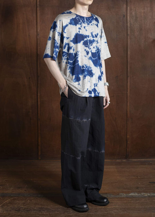 SUZUSAN リネンジャージーMadara 半袖Tシャツ 2056L-010 -2208 Dark Blue/Grege