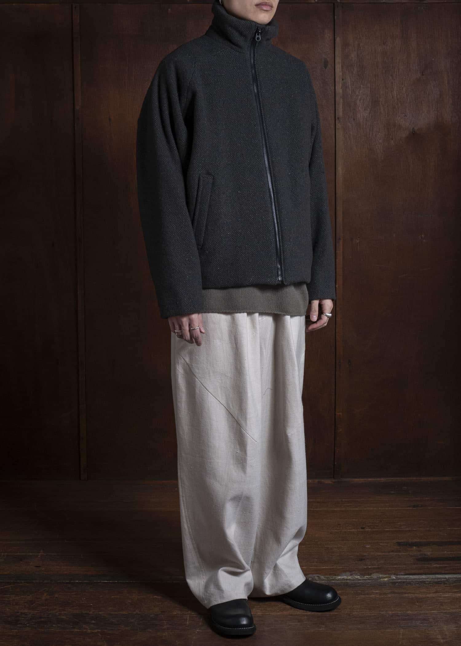 amachi. Padded Forming Balmacaan Jacket AY17J-2093W Dark Moss Gra