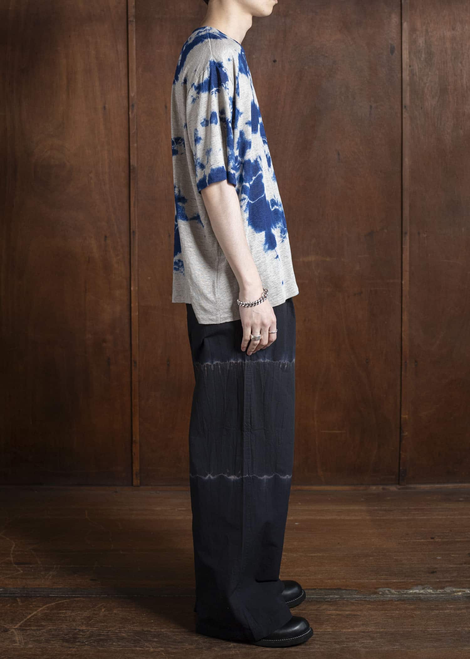 SUZUSAN リネンジャージーMadara 半袖Tシャツ 2056L-010 -2208 Dark Blue/Grege