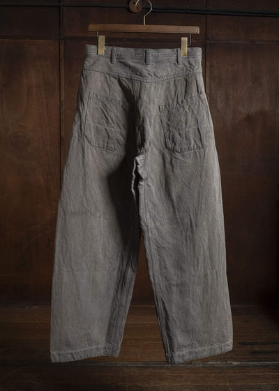 JAN-JAN VAN ESSCHE TROUSERS#90 OVERSIZED 6-POCKET DENIM WITH DRAWSTRING INSIDE Hemp Co Bamboo Twill | Kakishibu X Iron