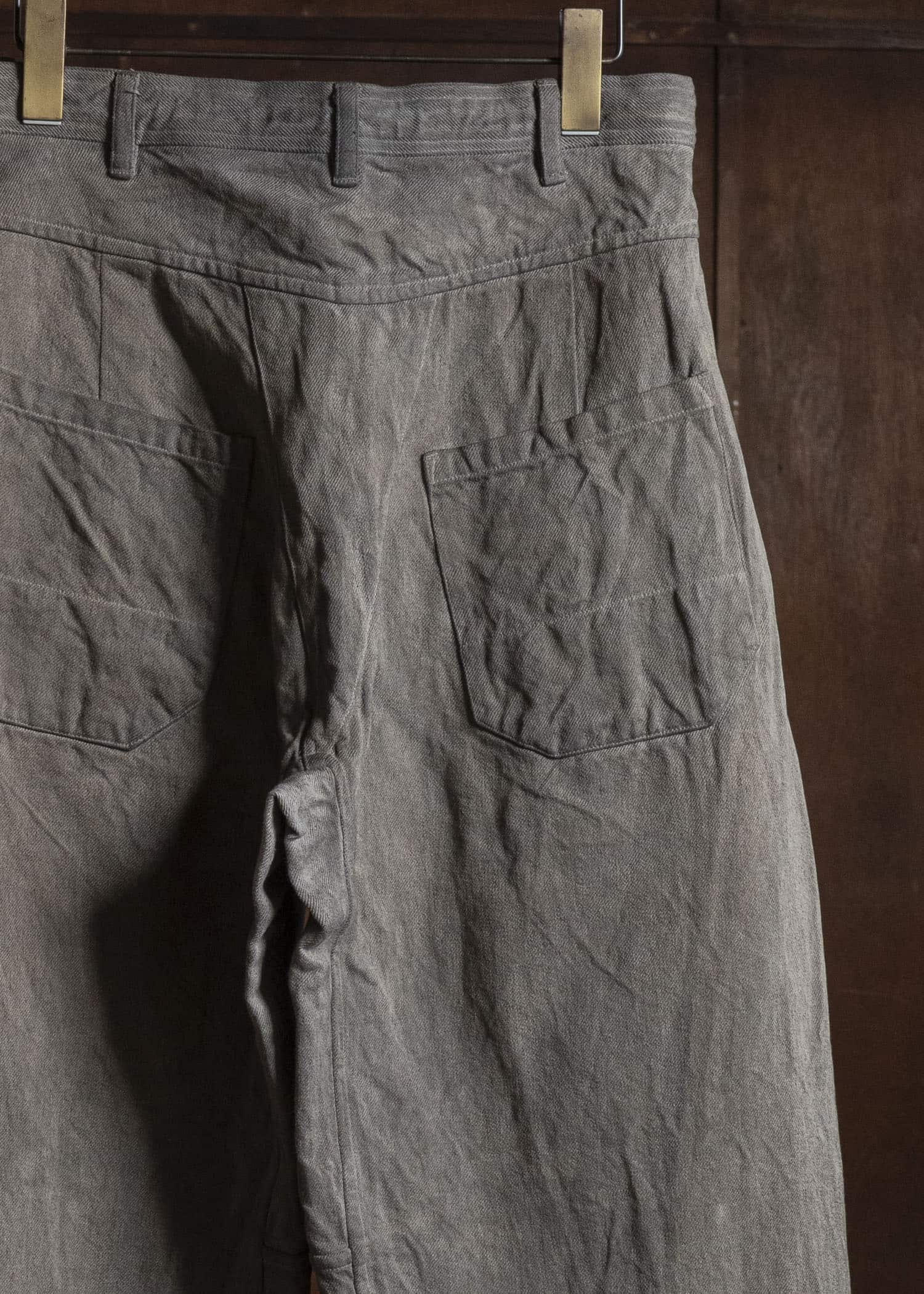 JAN-JAN VAN ESSCHE TROUSERS#90 OVERSIZED 6-POCKET DENIM WITH DRAWSTRING INSIDE Hemp Co Bamboo Twill | Kakishibu X Iron