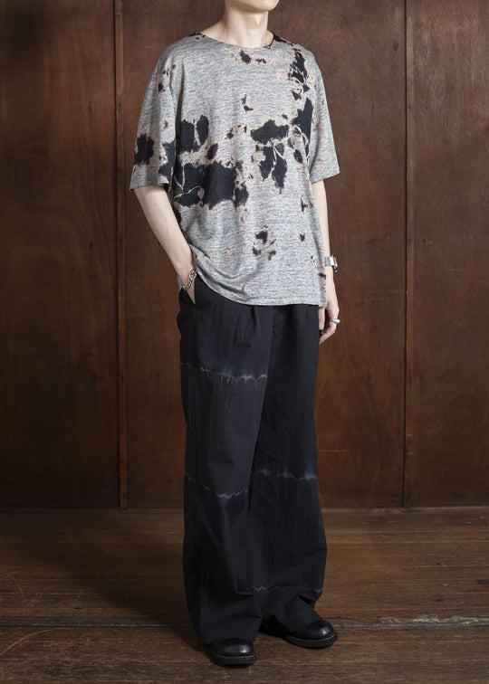 SUZUSAN リネンジャージーMadara 半袖Tシャツ 2056L-010 -1012 Black/Grey