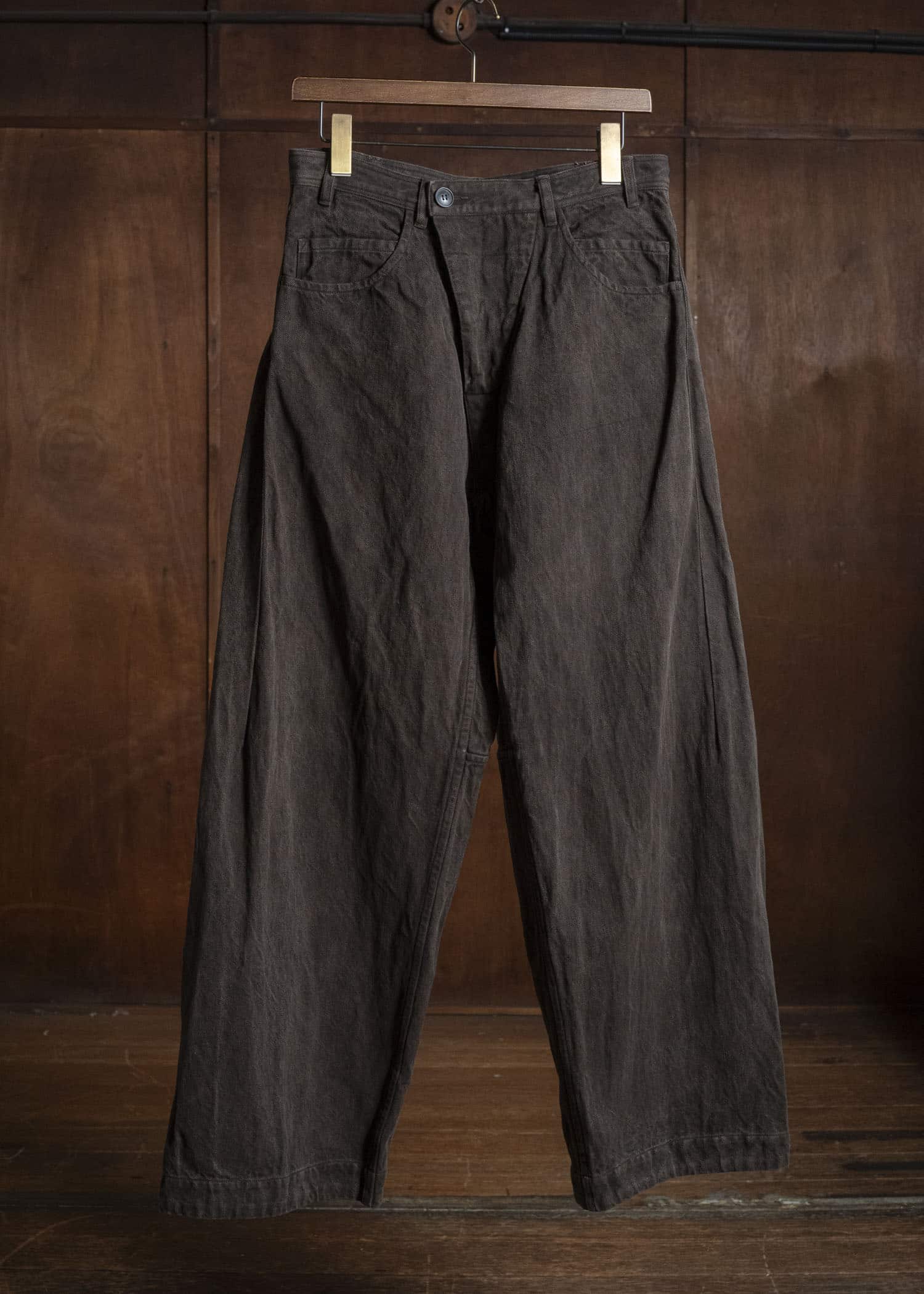 JAN-JAN VAN ESSCHE TROUSERS#90 OVERSIZED 6-POCKET DENIM WITH DRAWSTRING INSIDE Hemp Co Bamboo Twill | Doro Zome