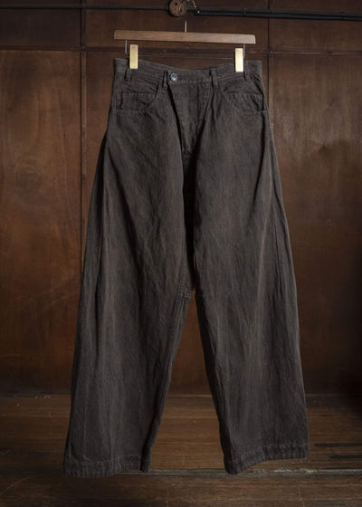 JAN-JAN VAN ESSCHE TROUSERS#90 OVERSIZED 6-POCKET DENIM WITH DRAWSTRING INSIDE Hemp Co Bamboo Twill | Doro Zome