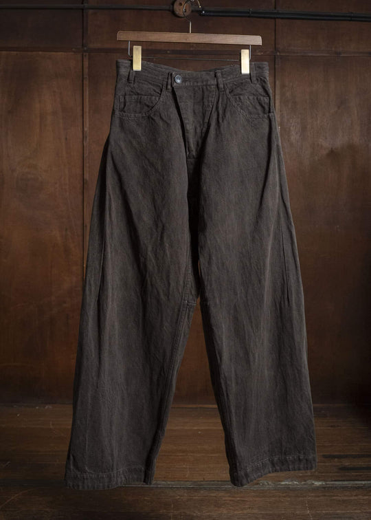JAN-JAN VAN ESSCHE TROUSERS#90 OVERSIZED 6-POCKET DENIM WITH DRAWSTRING INSIDE Hemp Co Bamboo Twill | Doro Zome
