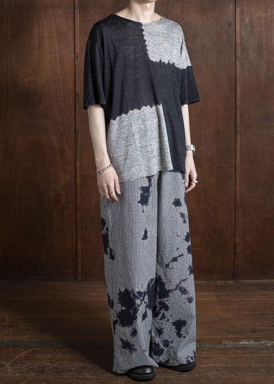 SUZUSAN Cotton Gingham Check Wide Easy Pants 5043C-010-Black - Black