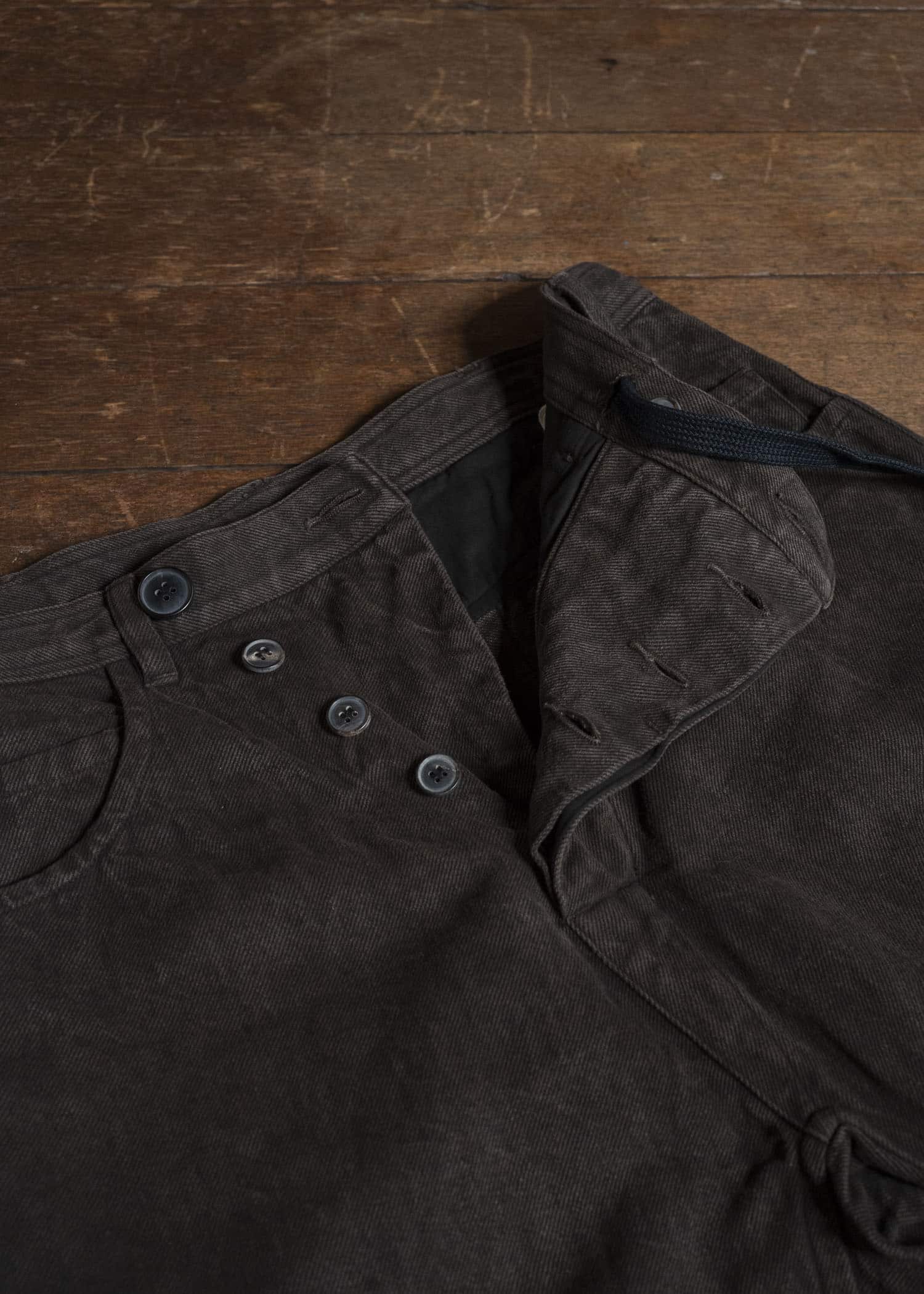 JAN-JAN VAN ESSCHE TROUSERS#90 OVERSIZED 6-POCKET DENIM WITH DRAWSTRING INSIDE Hemp Co Bamboo Twill | Doro Zome