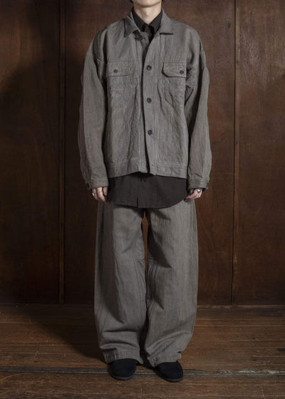 JAN-JAN VAN ESSCHE TROUSERS#90 OVERSIZED 6-POCKET DENIM WITH DRAWSTRING INSIDE Hemp Co Bamboo Twill | Kakishibu X Iron