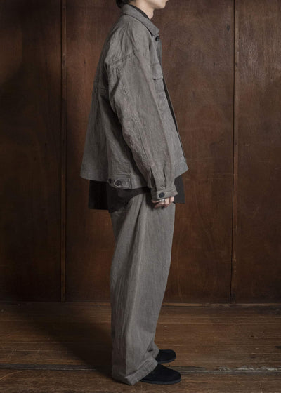 JAN-JAN VAN ESSCHE TROUSERS#90 OVERSIZED 6-POCKET DENIM WITH DRAWSTRING INSIDE Hemp Co Bamboo Twill | Kakishibu X Iron