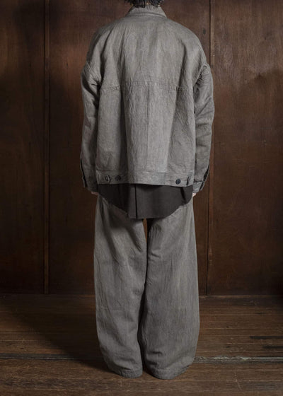 JAN-JAN VAN ESSCHE JACKET#64 DENIM STYLE WORKWEAR JACKET WITH YOKE Hemp Co Bamboo Twill | Kakishibu X Iron