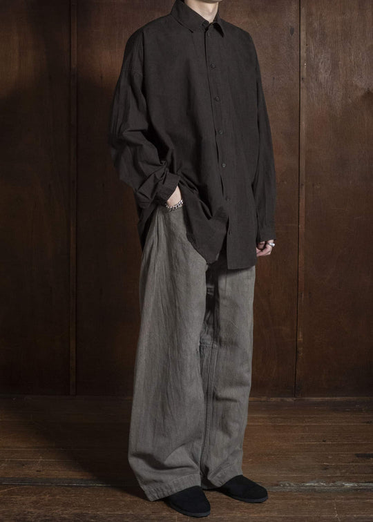 JAN-JAN VAN ESSCHE SHIRT#100 LOOSE DRESS SHIRT WITH CENTER BACK PLEAT Co Wo Dense Shirting | Doro Zome