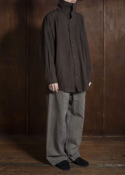 JAN-JAN VAN ESSCHE SHIRT#110 SHIRT JACKET WITH STANDING COLLAR & SIDE POCKETS Co Wo Dense Shirting | Doro Zome