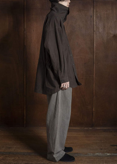 JAN-JAN VAN ESSCHE SHIRT#110 SHIRT JACKET WITH STANDING COLLAR & SIDE POCKETS Co Wo Dense Shirting | Doro Zome
