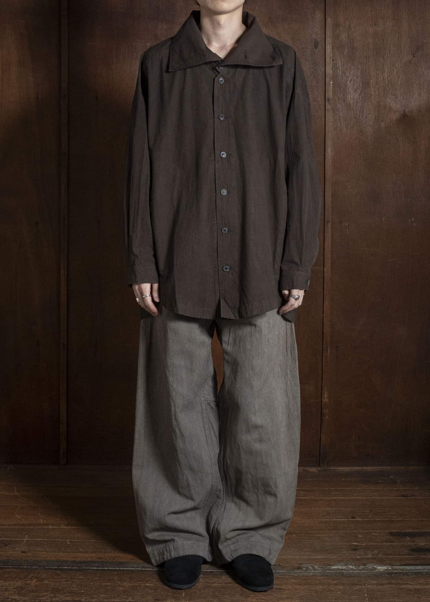 JAN-JAN VAN ESSCHE SHIRT#110 SHIRT JACKET WITH STANDING COLLAR & SIDE POCKETS Co Wo Dense Shirting | Doro Zome