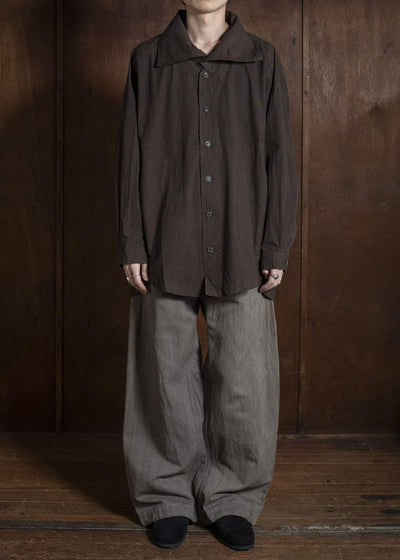 JAN-JAN VAN ESSCHE SHIRT#110 SHIRT JACKET WITH STANDING COLLAR & SIDE POCKETS Co Wo Dense Shirting | Doro Zome