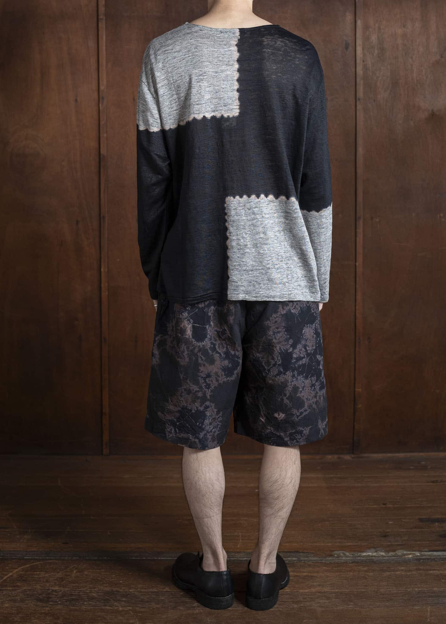 SUZUSAN Linen Jersey Long Sleeve Crew Neck Pullover 2057L-317-Black - Grey