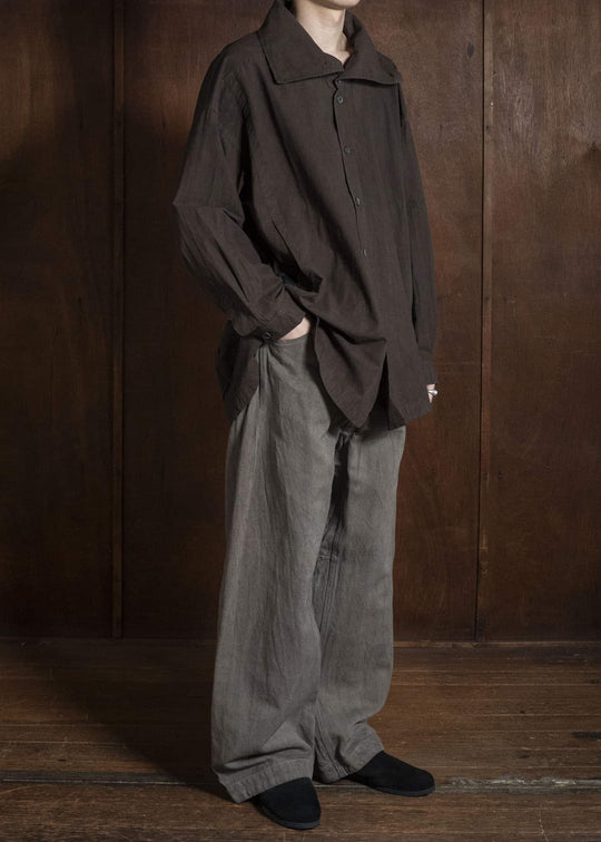 JAN-JAN VAN ESSCHE SHIRT#110 SHIRT JACKET WITH STANDING COLLAR & SIDE POCKETS Co Wo Dense Shirting | Doro Zome