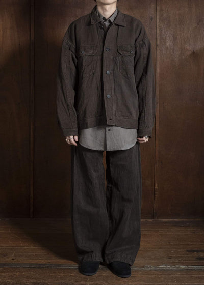 JAN-JAN VAN ESSCHE TROUSERS#90 OVERSIZED 6-POCKET DENIM WITH DRAWSTRING INSIDE Hemp Co Bamboo Twill | Doro Zome
