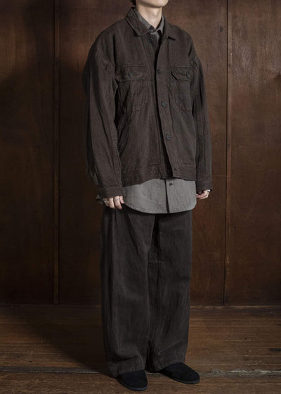 JAN-JAN VAN ESSCHE TROUSERS#90 OVERSIZED 6-POCKET DENIM WITH DRAWSTRING INSIDE Hemp Co Bamboo Twill | Doro Zome