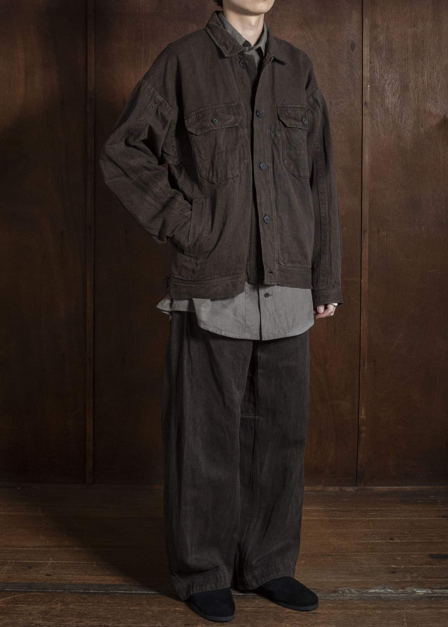 JAN-JAN VAN ESSCHE TROUSERS#90 OVERSIZED 6-POCKET DENIM WITH DRAWSTRING INSIDE Hemp Co Bamboo Twill | Doro Zome