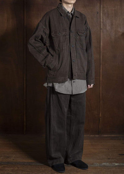 JAN-JAN VAN ESSCHE TROUSERS#90 OVERSIZED 6-POCKET DENIM WITH DRAWSTRING INSIDE Hemp Co Bamboo Twill | Doro Zome