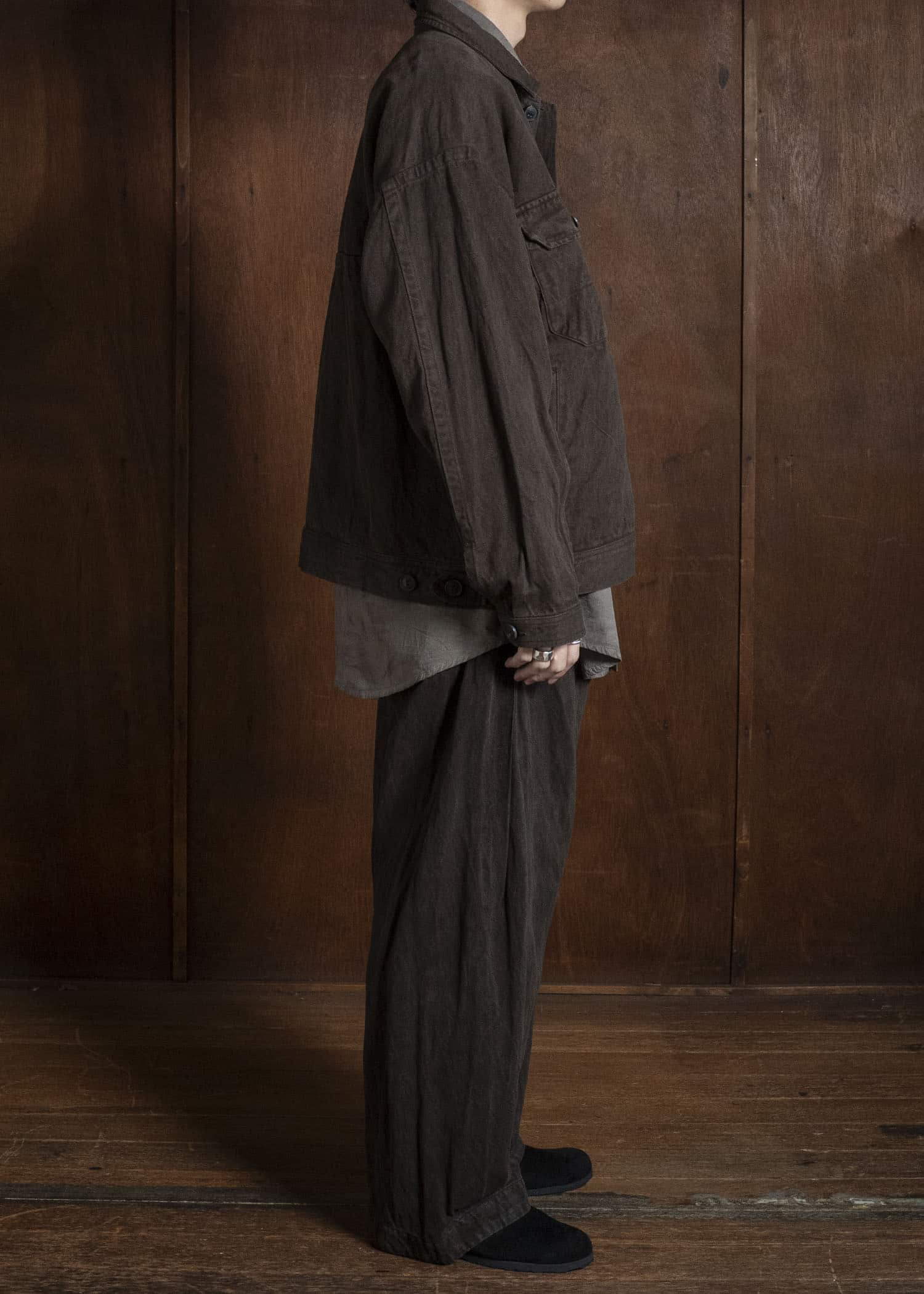 JAN-JAN VAN ESSCHE TROUSERS#90 OVERSIZED 6-POCKET DENIM WITH DRAWSTRING INSIDE Hemp Co Bamboo Twill | Doro Zome