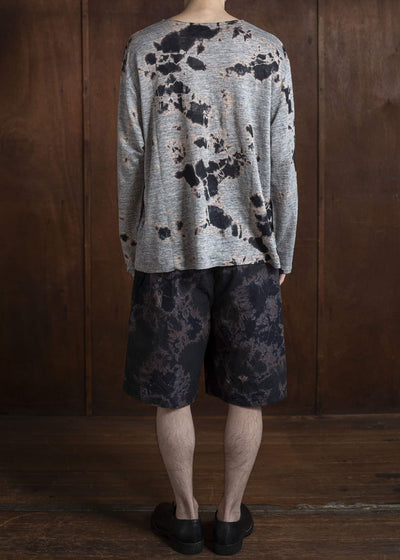 SUZUSAN Linen Jersey Long Sleeve Crew Neck Pullover 2057L-010-Black - Grey