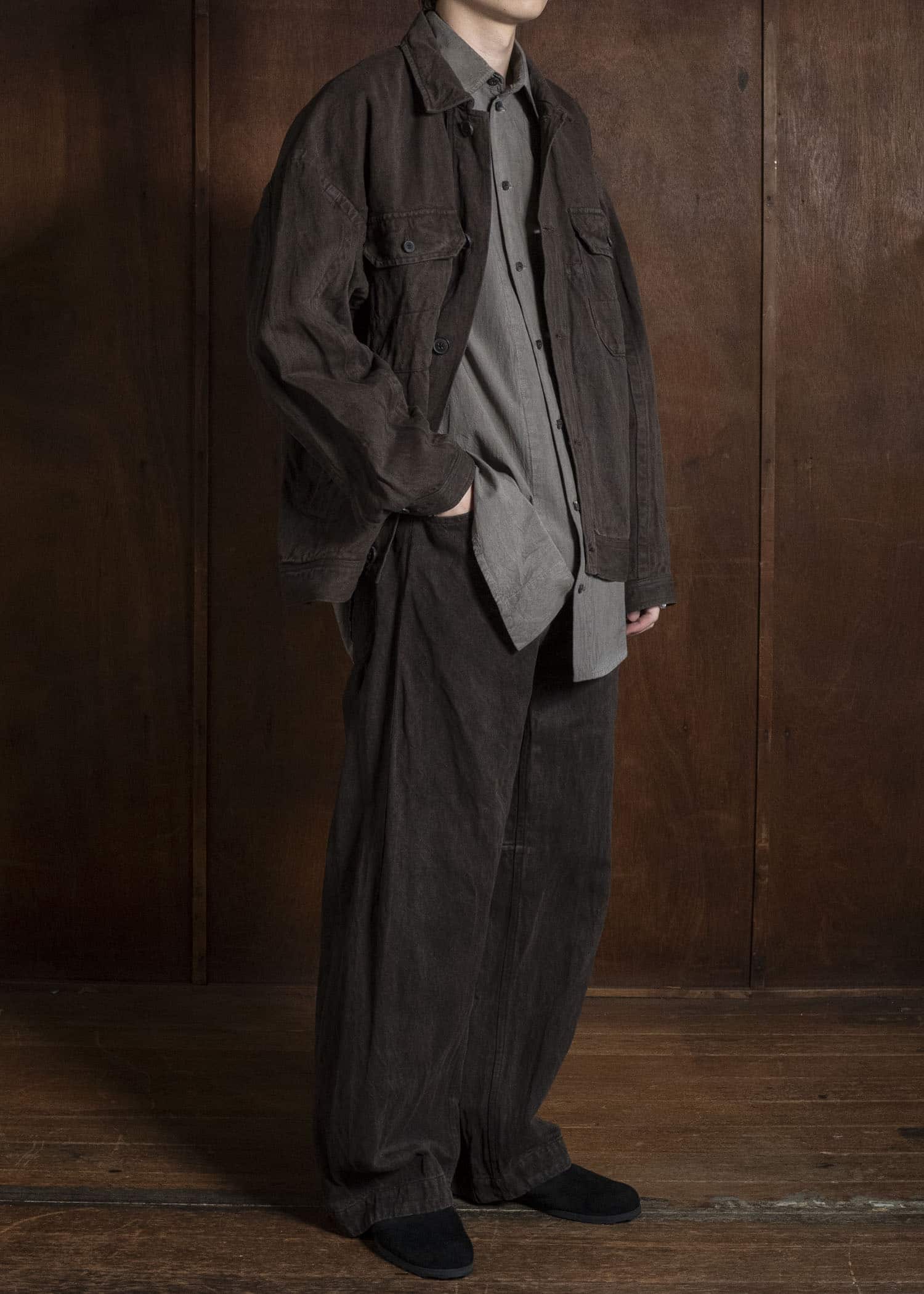 JAN-JAN VAN ESSCHE TROUSERS#90 OVERSIZED 6-POCKET DENIM WITH DRAWSTRING INSIDE Hemp Co Bamboo Twill | Doro Zome