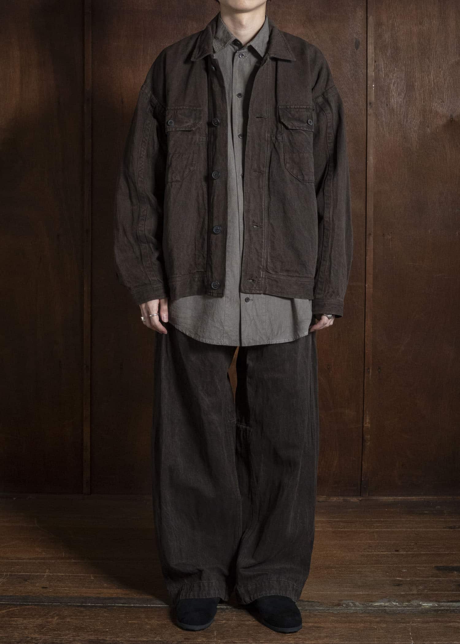 JAN-JAN VAN ESSCHE TROUSERS#90 OVERSIZED 6-POCKET DENIM WITH DRAWSTRING INSIDE Hemp Co Bamboo Twill | Doro Zome