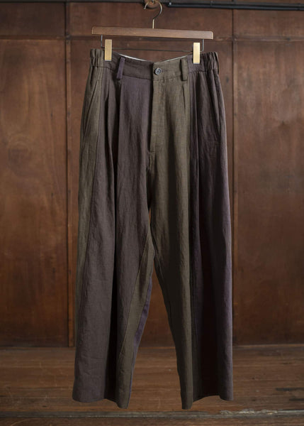 ZIGGY CHEN 0M2510539 Collaged Wide Leg Trousers PURPLE BROWN