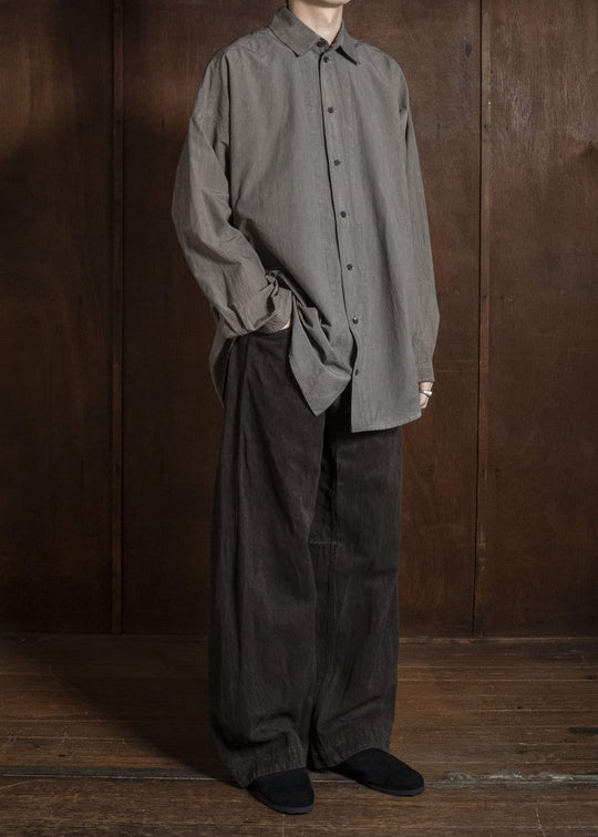 JAN-JAN VAN ESSCHE SHIRT#100 LOOSE DRESS SHIRT WITH CENTER BACK PLEAT Co Wo Dense Shirting | Kakishibu X Iron