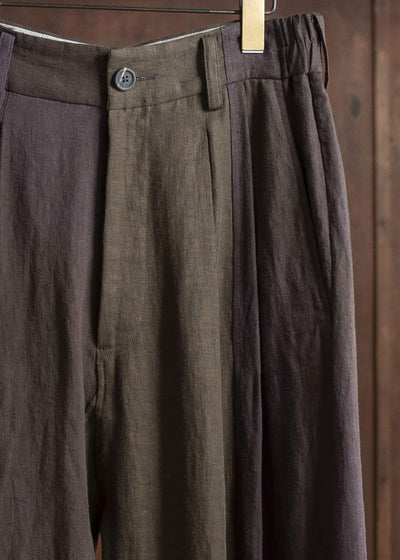 ZIGGY CHEN 0M2510539 Collaged Wide Leg Trousers PURPLE BROWN