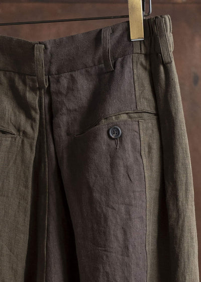ZIGGY CHEN 0M2510539 Collaged Wide Leg Trousers PURPLE BROWN