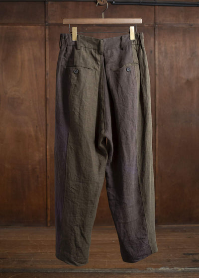 ZIGGY CHEN 0M2510539 Collaged Wide Leg Trousers PURPLE BROWN