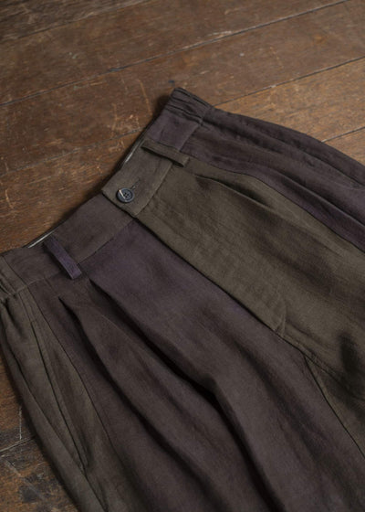 ZIGGY CHEN 0M2510539 Collaged Wide Leg Trousers PURPLE BROWN