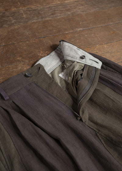 ZIGGY CHEN 0M2510539 Collaged Wide Leg Trousers PURPLE BROWN