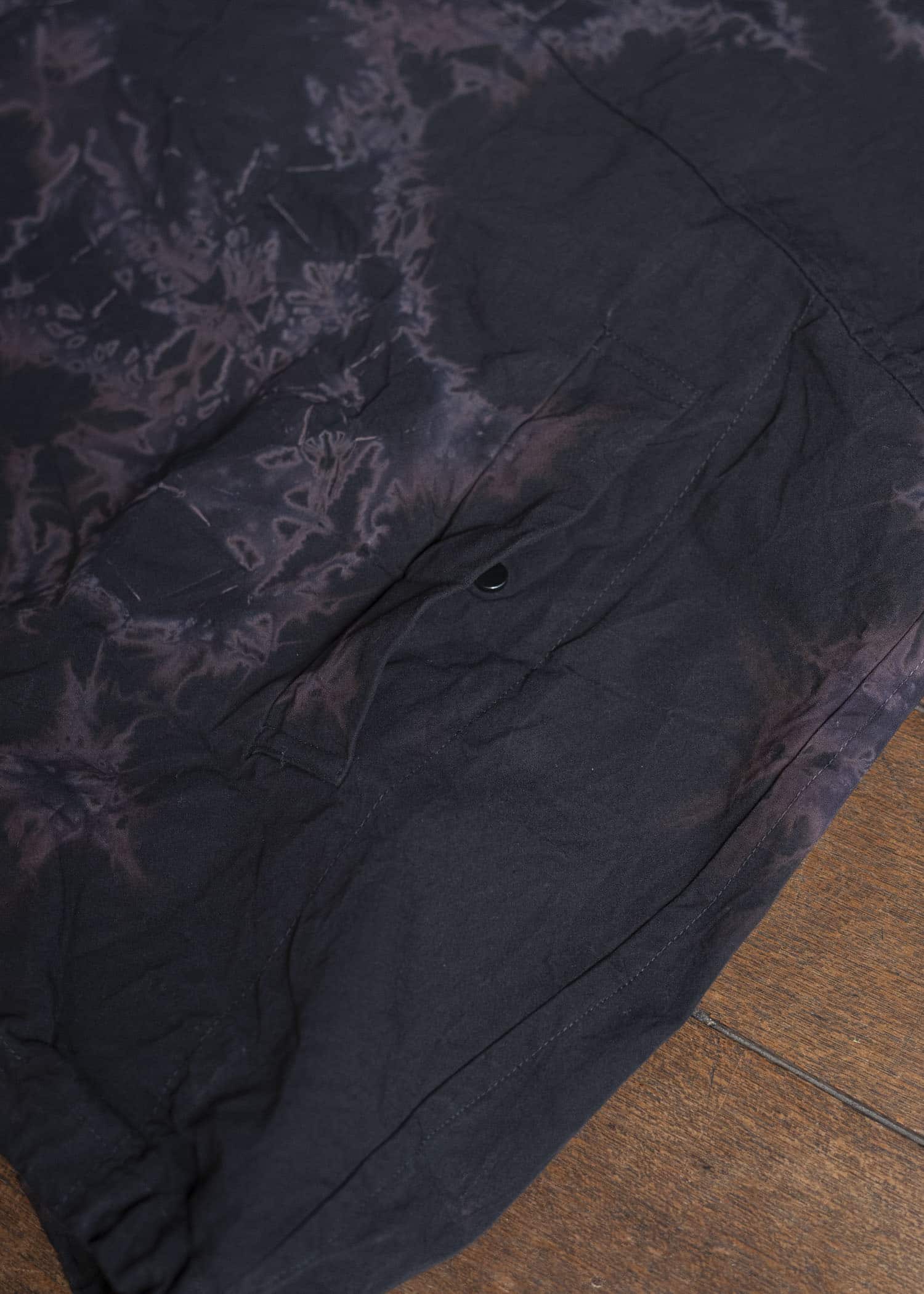 SUZUSAN Cotton Broad Hooded Jacket Madara Shibori 8038C-010-Black - Black