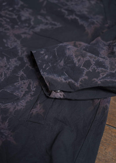 SUZUSAN Cotton Broad Hooded Jacket Madara Shibori 8038C-010-Black - Black