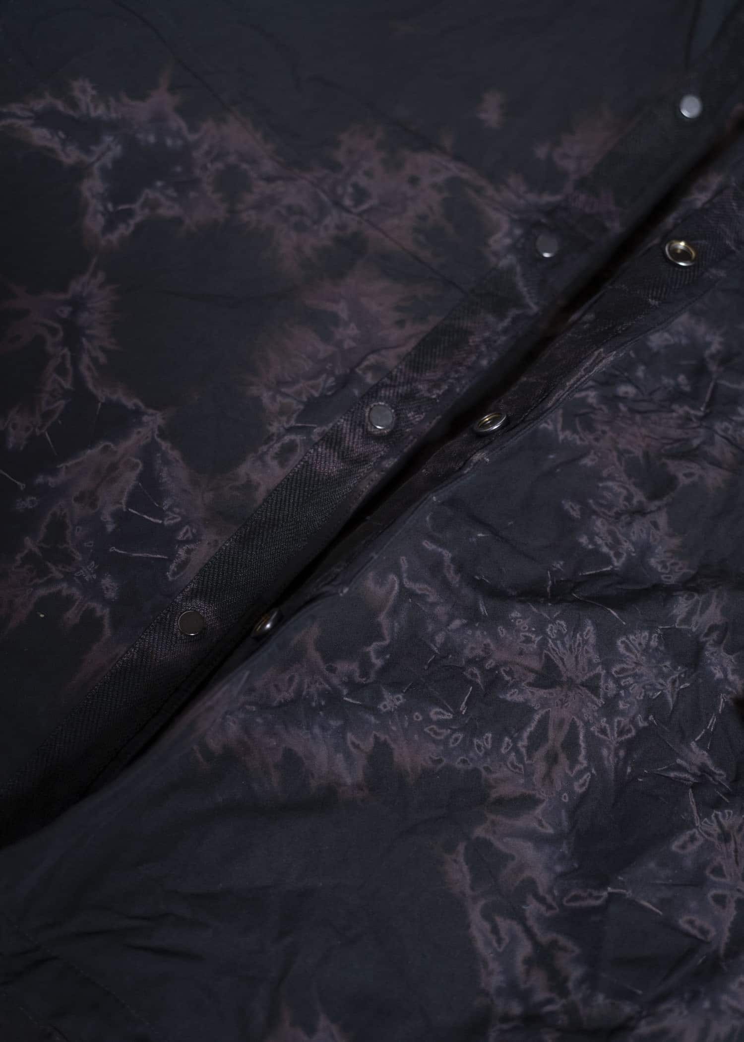 SUZUSAN Cotton Broad Hooded Jacket Madara Shibori 8038C-010-Black - Black