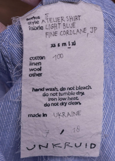 unkruid atelier shirt light blue fine cordlane