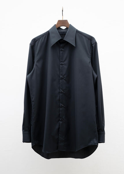 ZIIIN """"""""BEARSLEY"""""""" LONG POINT COLLAR SHIRT / BLACK