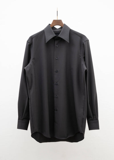 ZIIIN """"""""BEARSLEY"""""""" LONG POINT COLLAR SHIRT / DARK BROWN